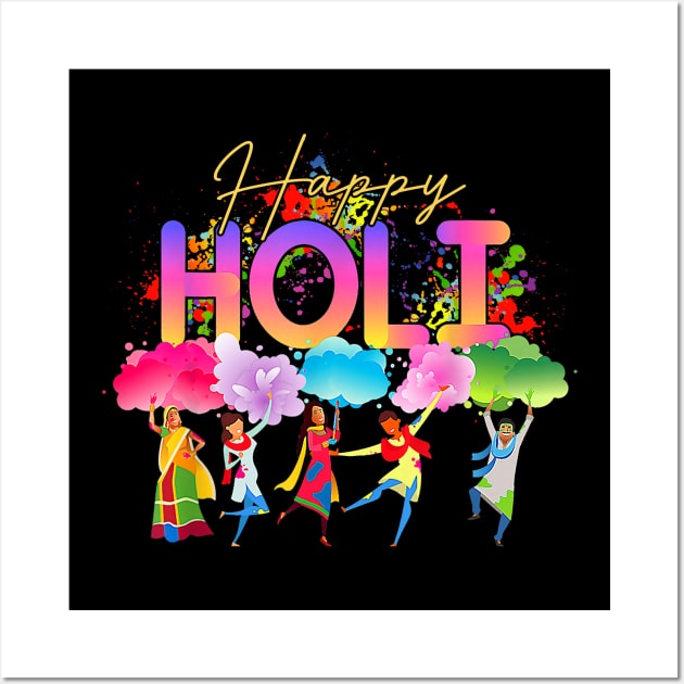 Happy Holi, Hindu Festival Of Colors, Hindu Family Matching, Festival Hindu Of Spring, Indian Spring Wall Art by CrosbyD